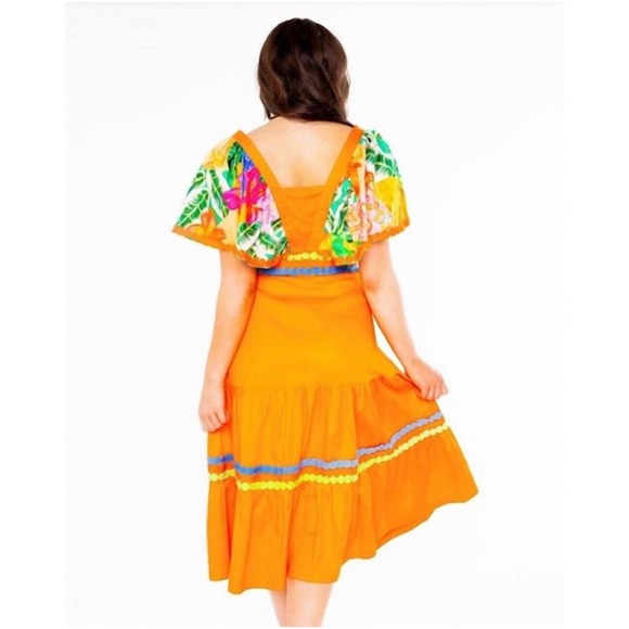 Alden Adair Diana Papaya Midi Maxi Dress Sz M Vacation Resort Tropical‎ $392 - Picture 2 of 8